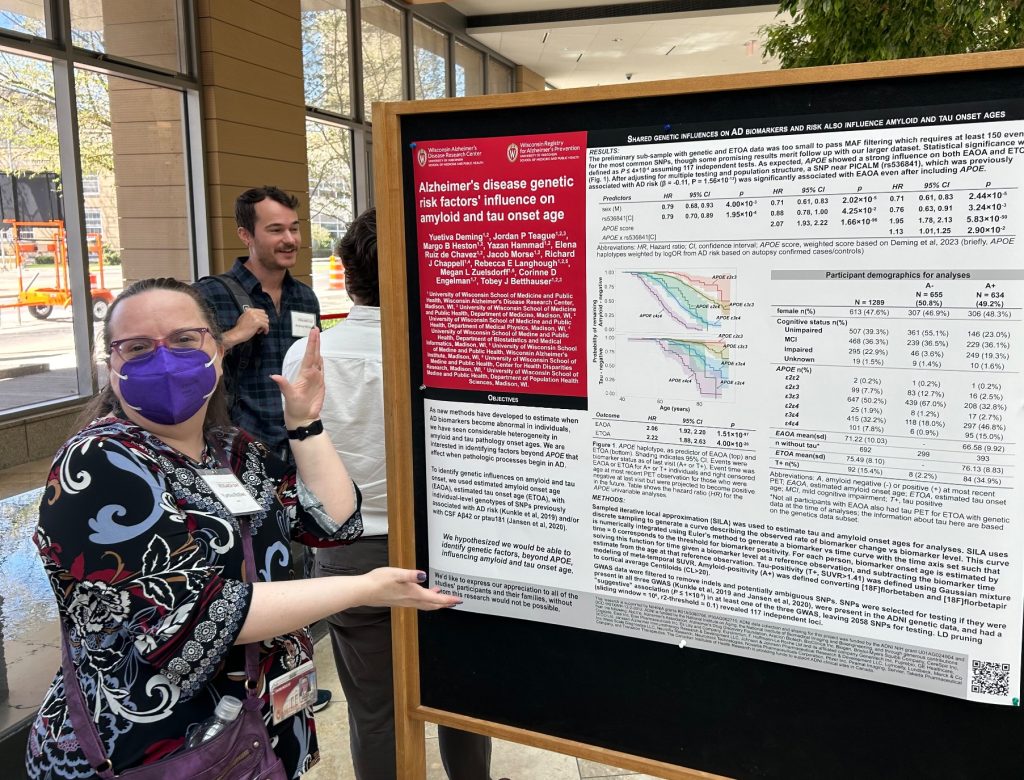 Yuetiva Robles standing in front of research poster at ADRD 2024.