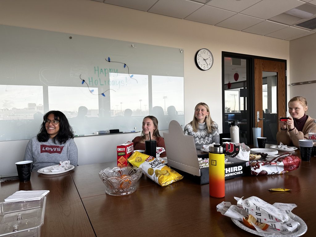 2024 Winter Betthauser Lab Celebration - Mario Party Edition! Left to Right: Tobey Betthauser, Jacob Morse, Ruvini Navaratna, Leah Staruck, Simone Nowinski, and Hailey Bruzzone.